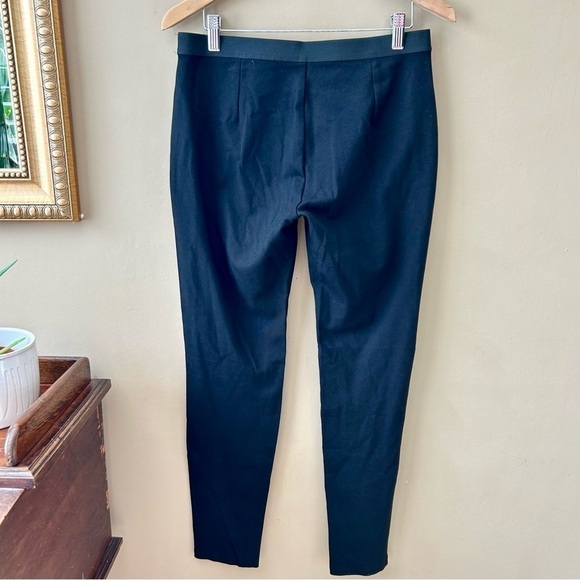Eileen Fisher Black Lamb Leather Panel Leggings / Pants Viscose Ponte Size Small - Picture 5 of 12